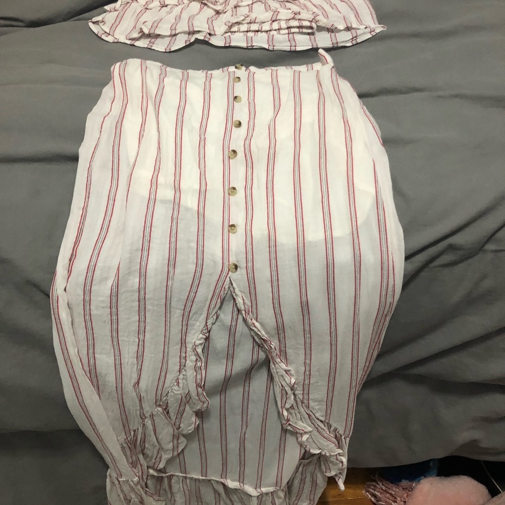 Matching set - red and white stripe two piece set